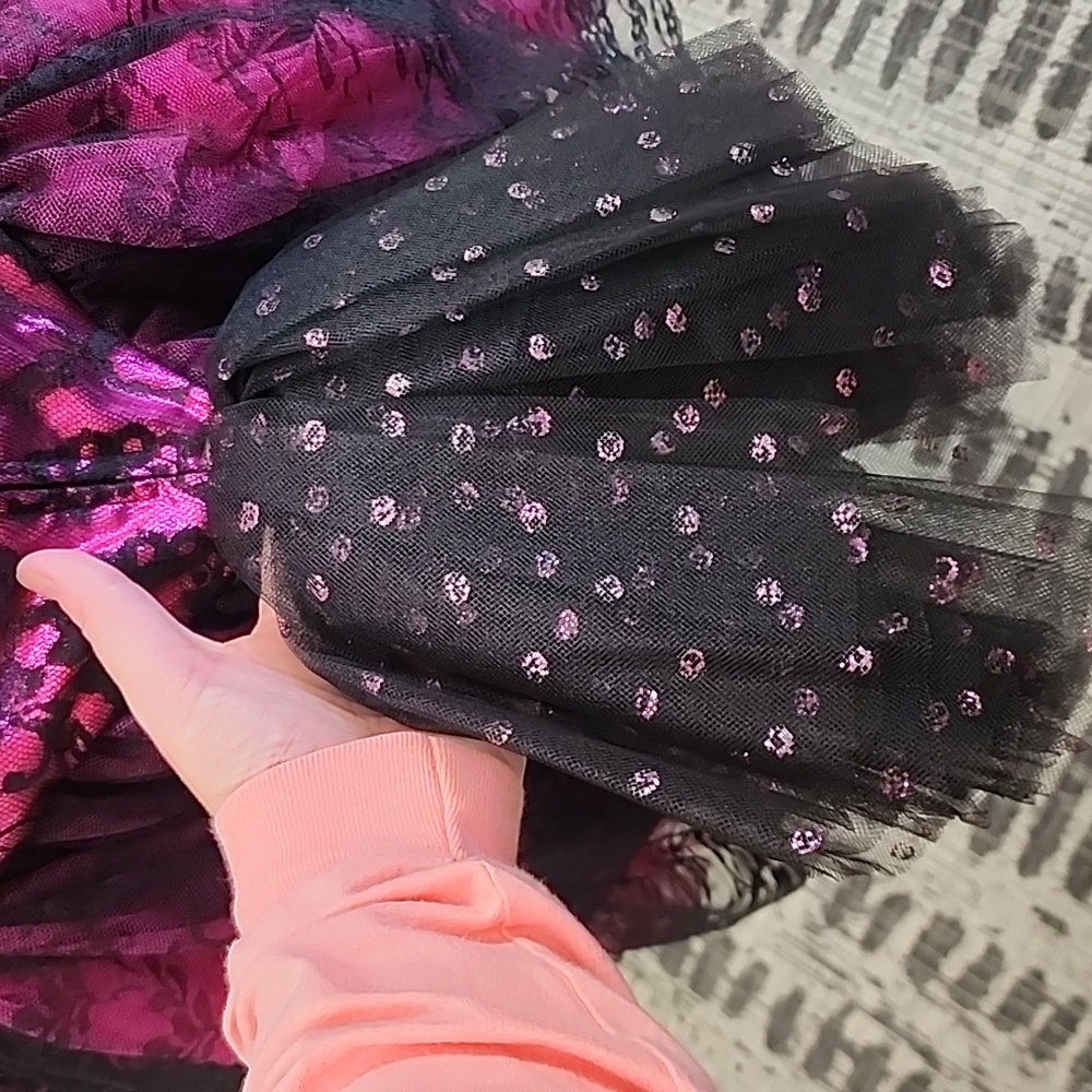 Vintage Night Moves 80s 90s Pink Lame & Lace Tutu Party Prom Dress sz 13/14 - Picture 5 of 6
